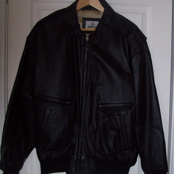 BOEING Other - "Host Pick" BOEING 100% LEATHER  BLACK MEN'S XL FULL ZIPPER JACKET EXCELLENT